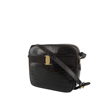 Salvatore Ferragamo Logo Shoulder bag Brown Vintage z3szbs