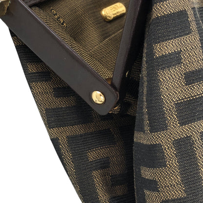 FENDI Zucca Metal Clasp Shoulder bag Brown Vintage kkfpvd