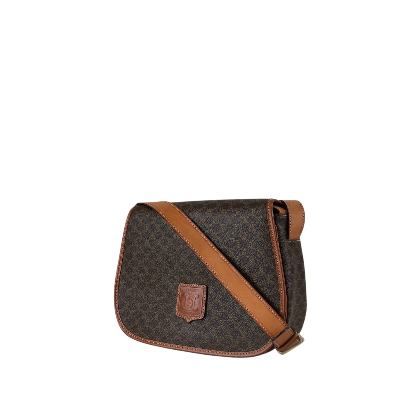 CELINE Macadam Blason Shoulder bag Brown Vintage 6pmbjw