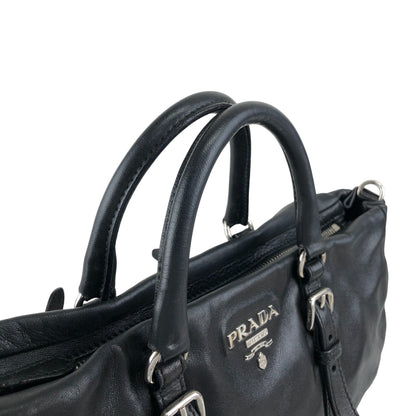 PRADA Logo Two-way Handbag Shoulder bag Black Vintage 2n4xpw