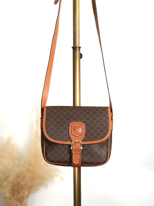 CELINE Macadam Front Buckle Shoulder bag Brown Vintage 5zhw5w