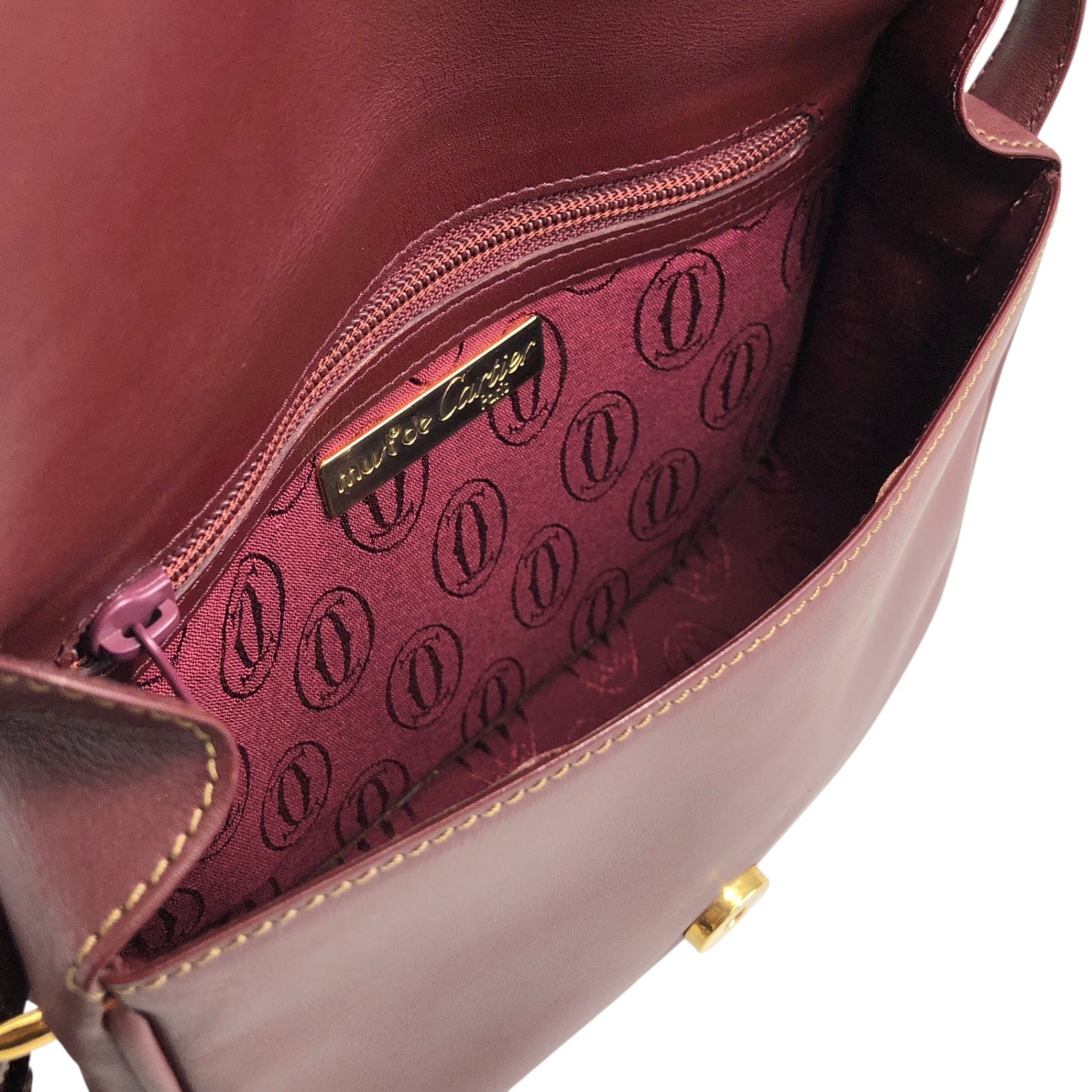 Cartier Front Buckle Shoulder bag Bordeaux Vintage vtcync