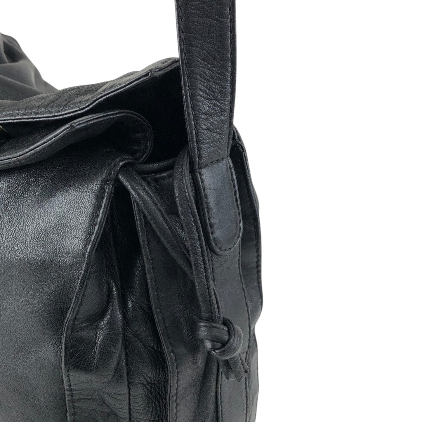 LOEWE Anagram Flamenco Drawstring Shoulder bag Black Vintage ak5uss