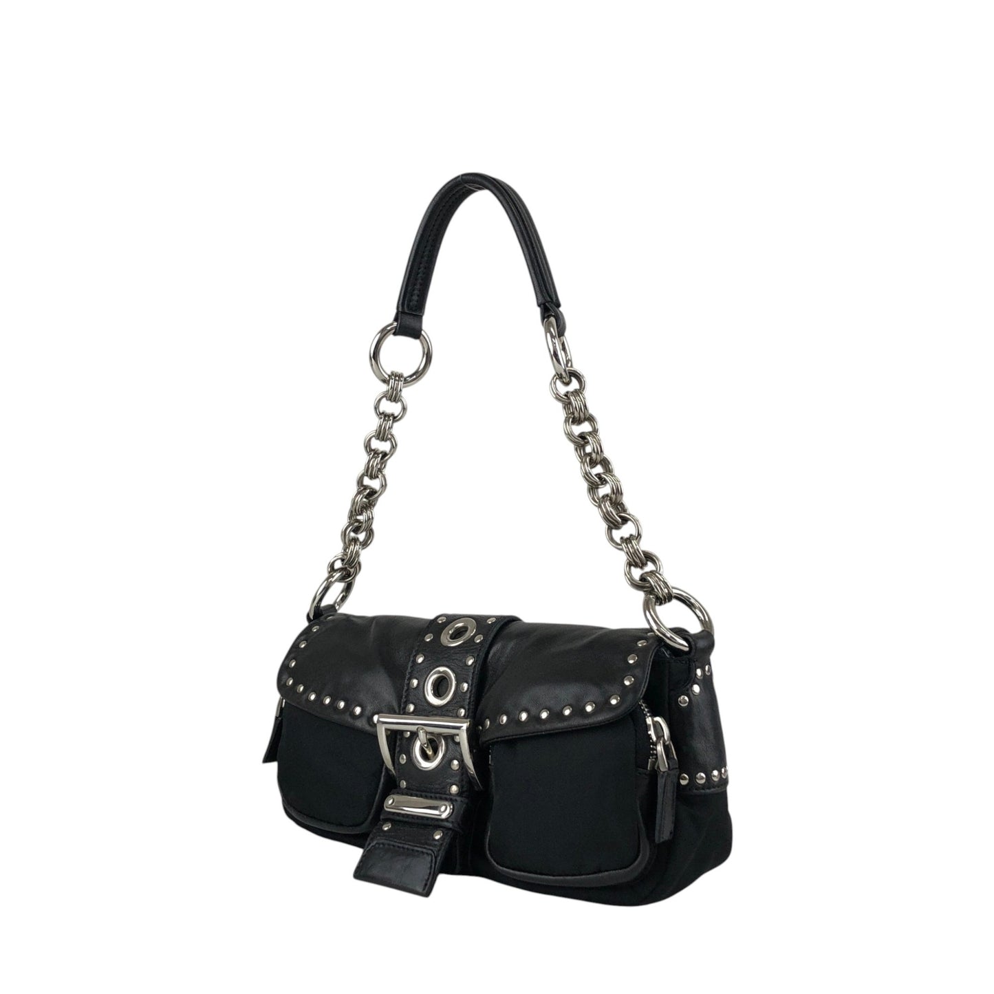 PRADA Triangle Logo Shoulder bag Black Vintage tiuxdg