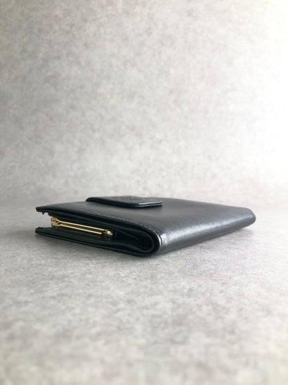 CELINE Blason 金屬扣折疊錢包 黑色復古 pprgic