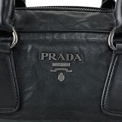 PRADA Logo Handbag Boston bag Black Vintage 2ces57