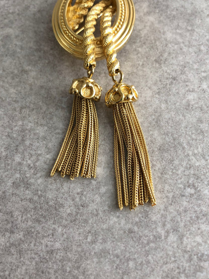 Christian Dior Tassel Brooch Gold Vintage t5dyy3