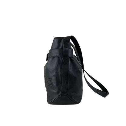 GUCCI Logo Embossed Shoulder bag Black Vintage aga2sh