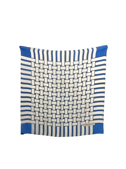 Yves Saint Laurent SILK Scarf Blue×White Vintage 8tjh4p