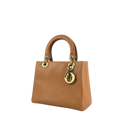 Christian Dior Lady Dior Charm Handbag Brown Vintage 5f6z3d