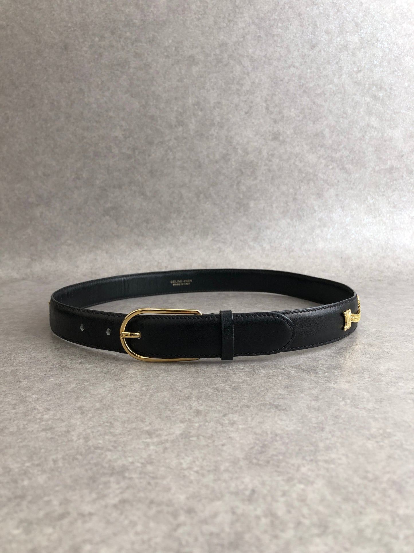 CELINE Triomphe Belt Black Vintage uw4euk