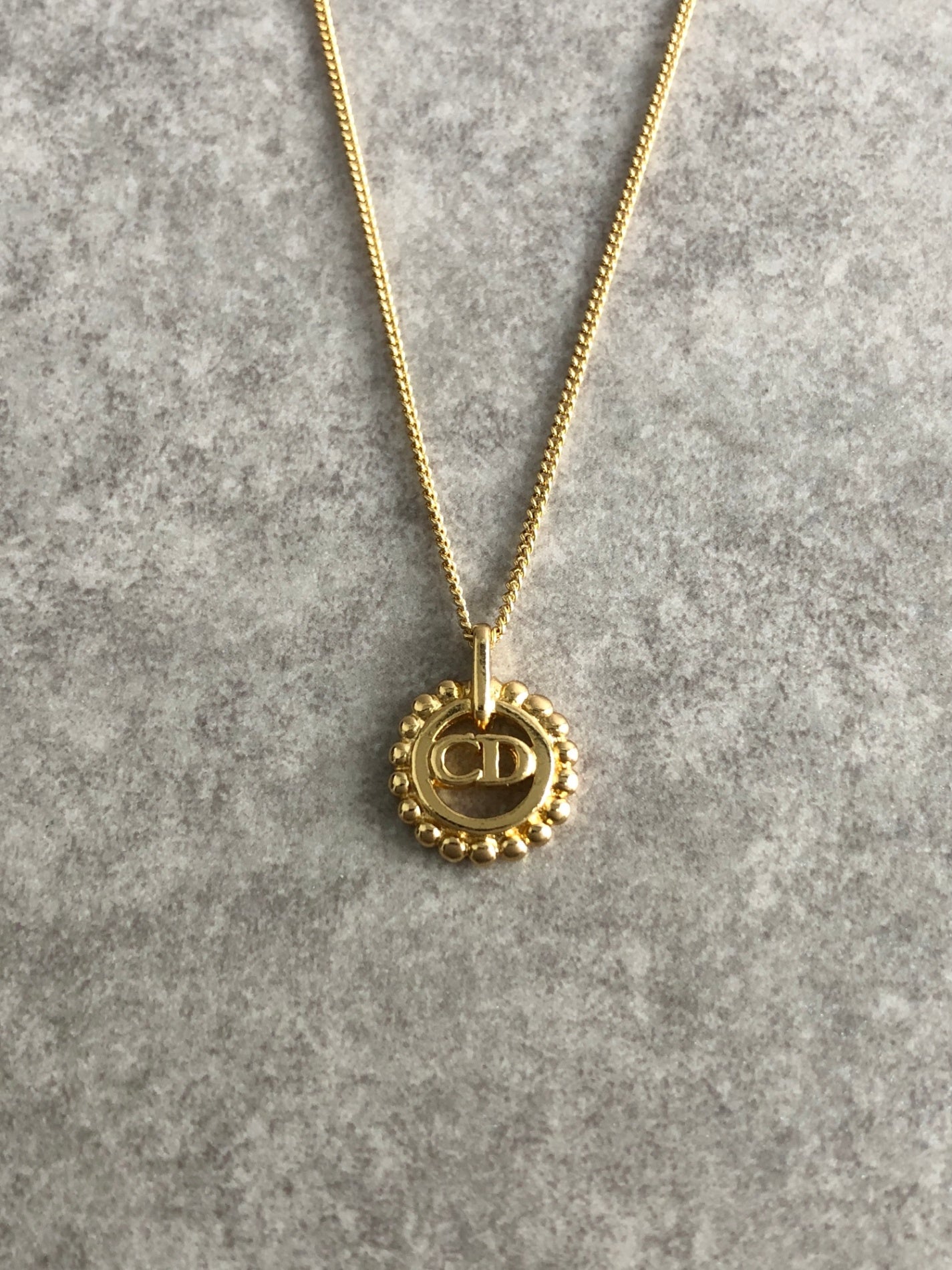 Christian Dior CD Logo Necklace Gold Vintage 4i7xzf