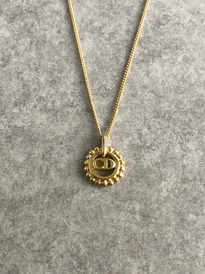 Christian Dior CD Logo Necklace Gold Vintage 4i7xzf