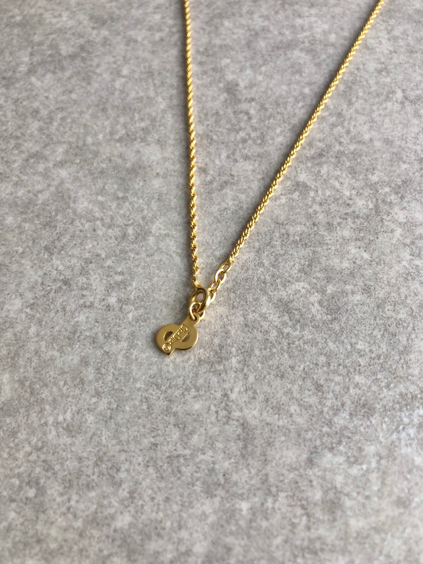 Christian Dior CD Logo Necklace Gold Vintage vsyn5t