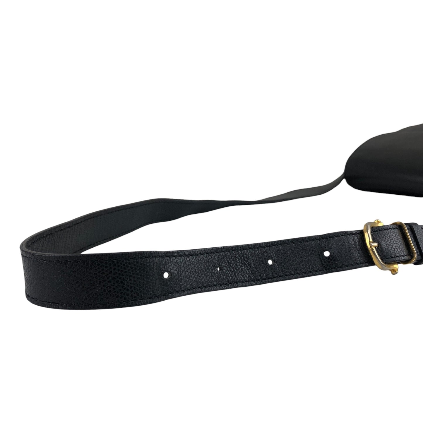 CELINE Logo Embossed Shoulder bag Black Vintage 4r7t24