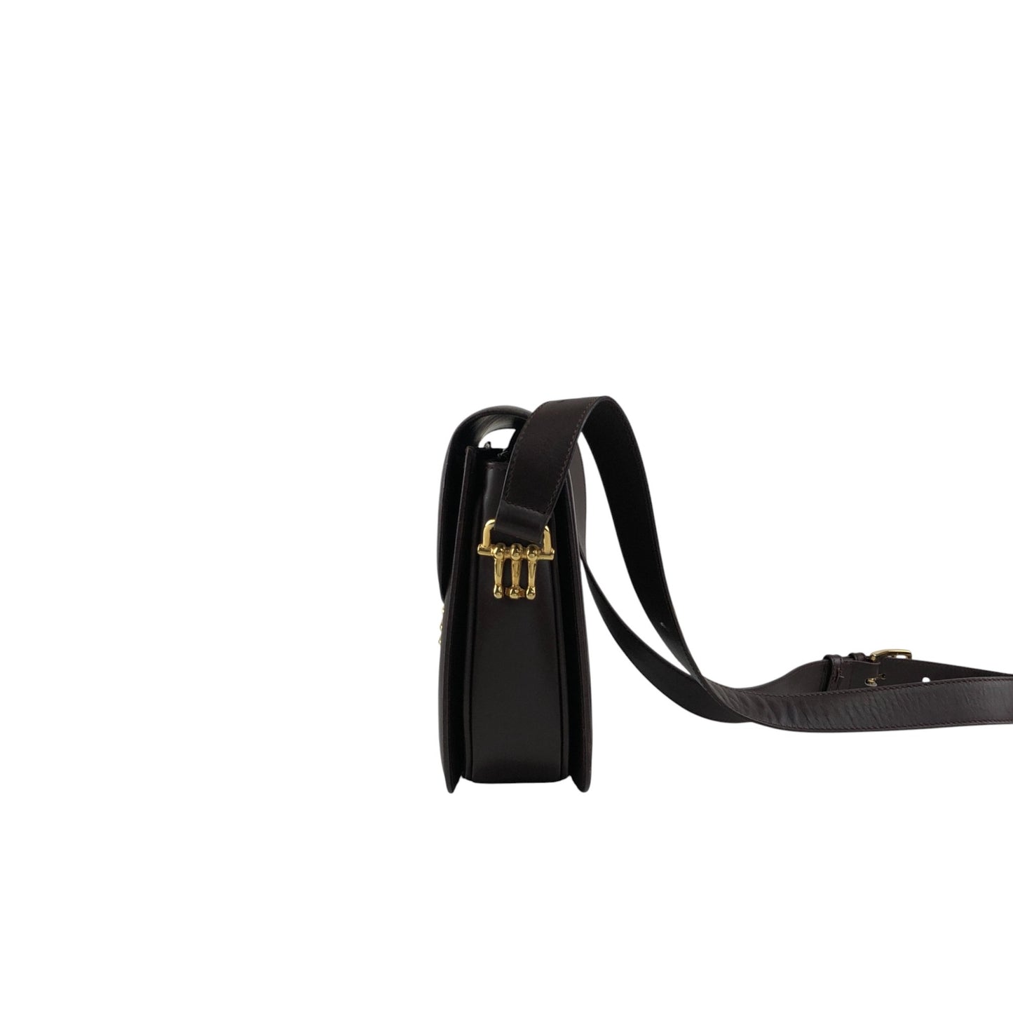 CELINE Horse Bit Flap Shoulder bag Brown Vintage 7atjbx