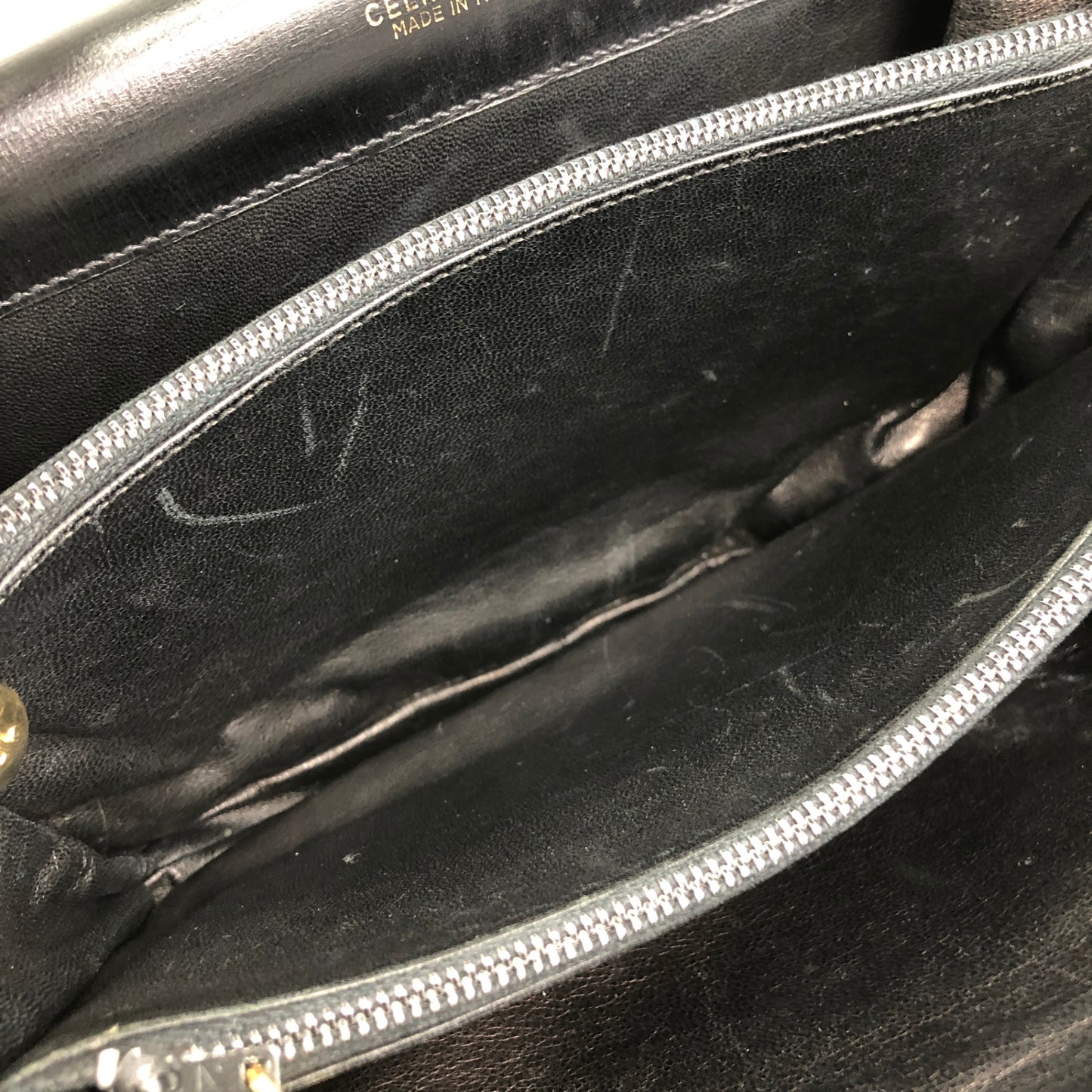 CELINE Horse Carriage Shoulder bag Black Vintage tinnie