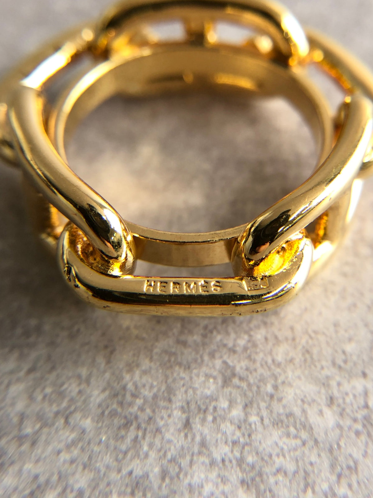 HERMES Chaine d'ancre Scarf Ring Gold Vintage 7eujzp
