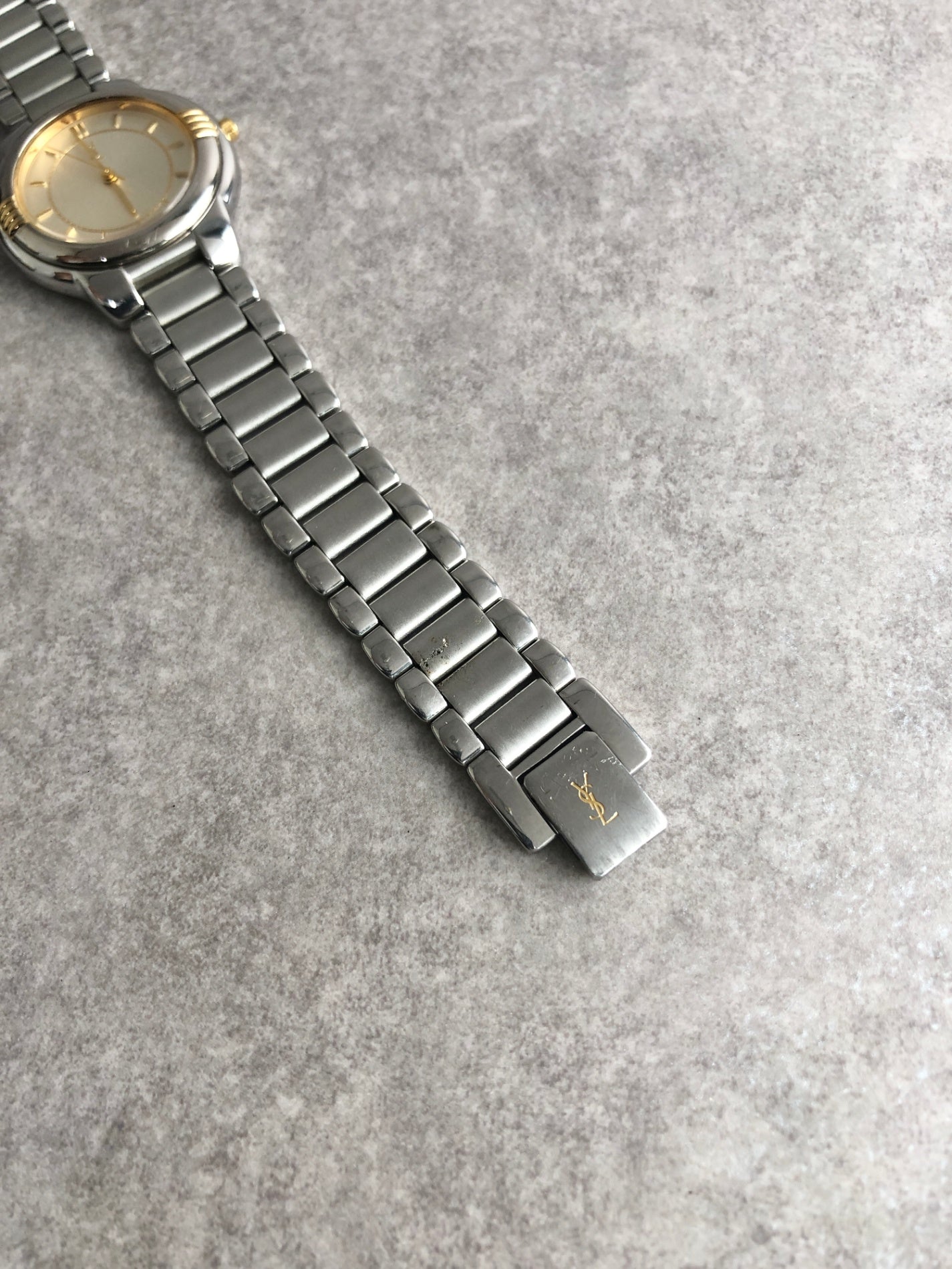 Yves Saint Laurent YSL Logo Watch Silver Vintage c6vtx8