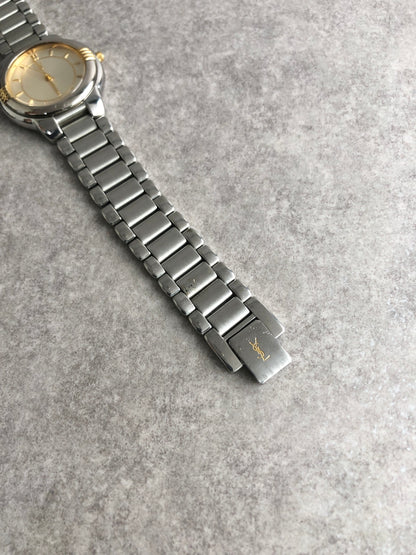 Yves Saint Laurent YSL Logo Watch Silver Vintage c6vtx8