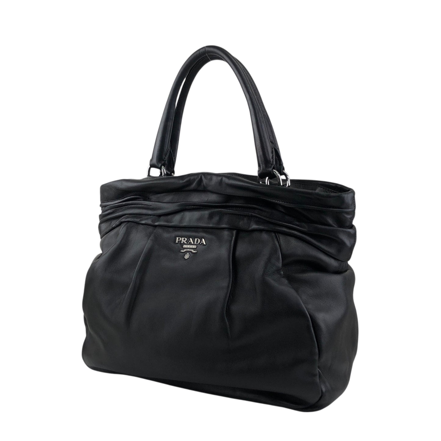 PRADA Logo Handbag Black Vintage bkzmzt