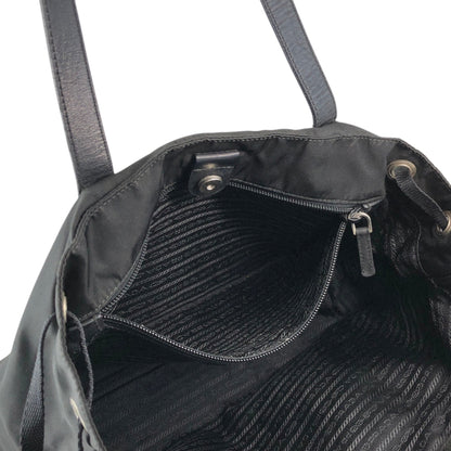 PRADA Tessuto Triangle Logo Double Pocket Totebag Black Vintage pbxxz8