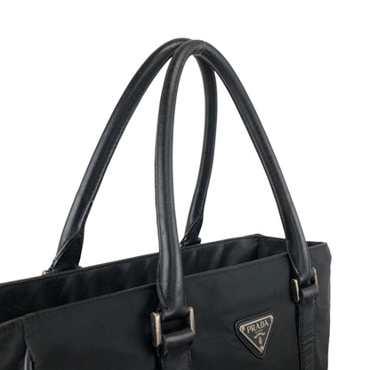 PRADA Triangle Logo Totebag Black Vintage syxbuh