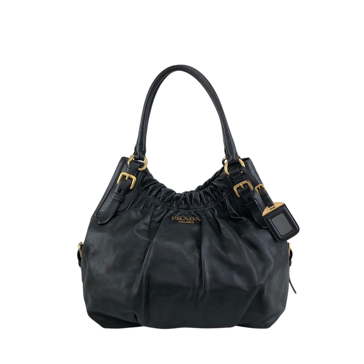 PRADA Logo Shoulder bag Hobobag Black Vintage k2n6cf