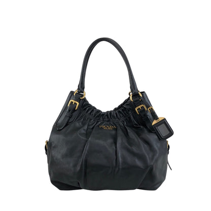 PRADA Logo Shoulder bag Hobobag Black Vintage k2n6cf