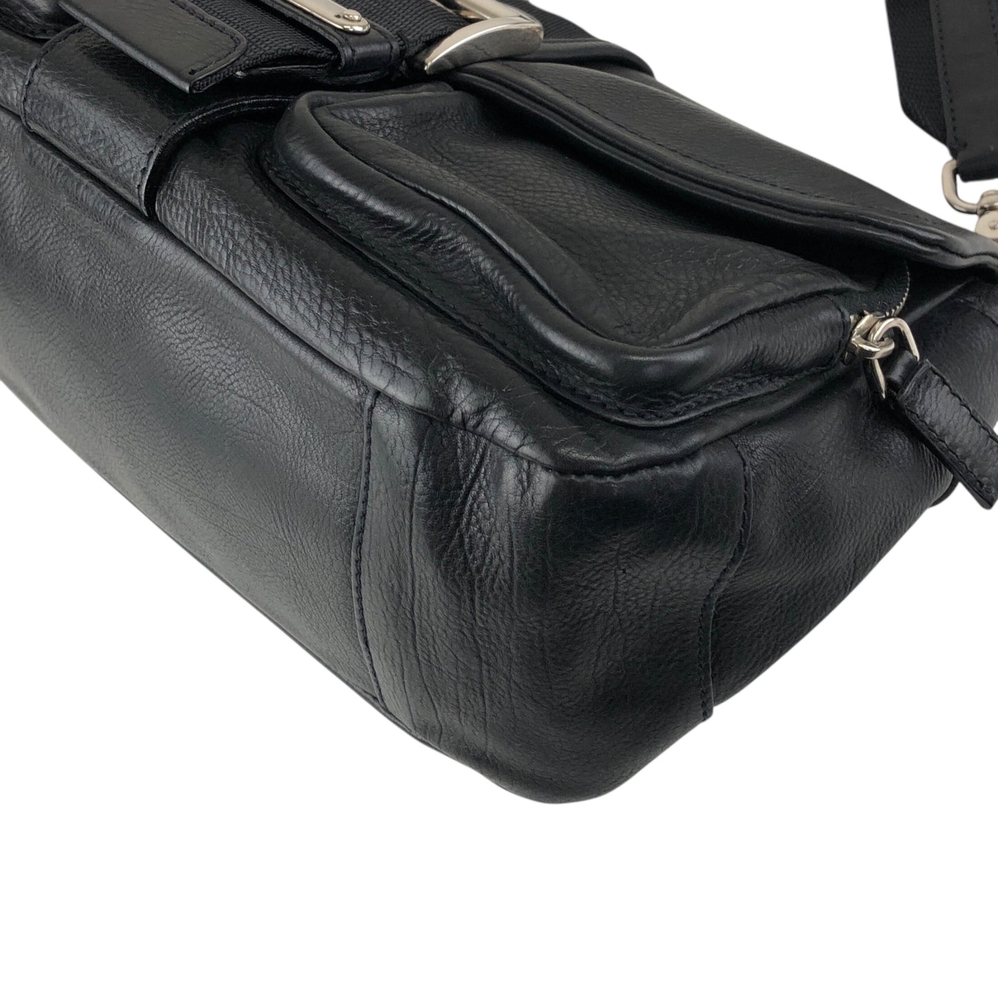 PRADA Triangle Logo Front Buckle  Shoulder bag Black Vintage  wsw3t2