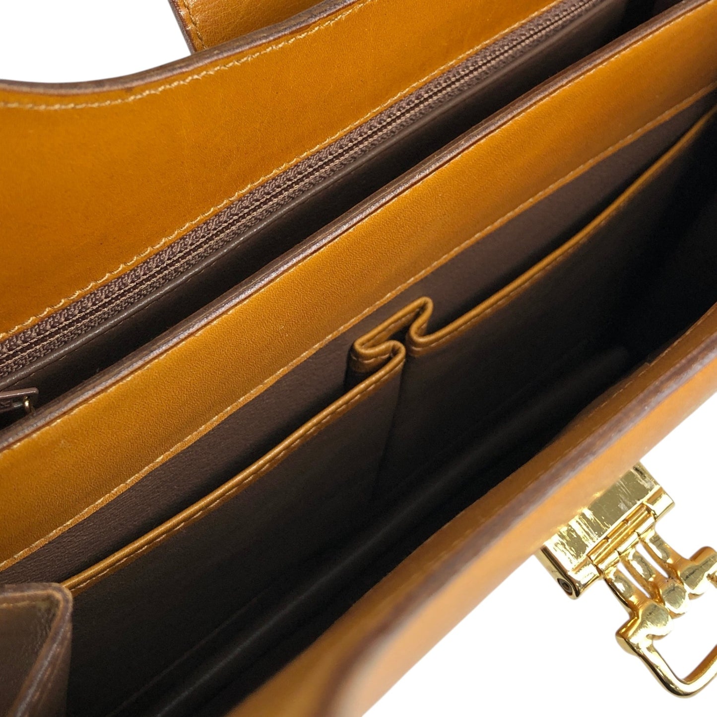 CELINE Horse Bit Chain Shoulder bag Brown Vintage 6hjm4n