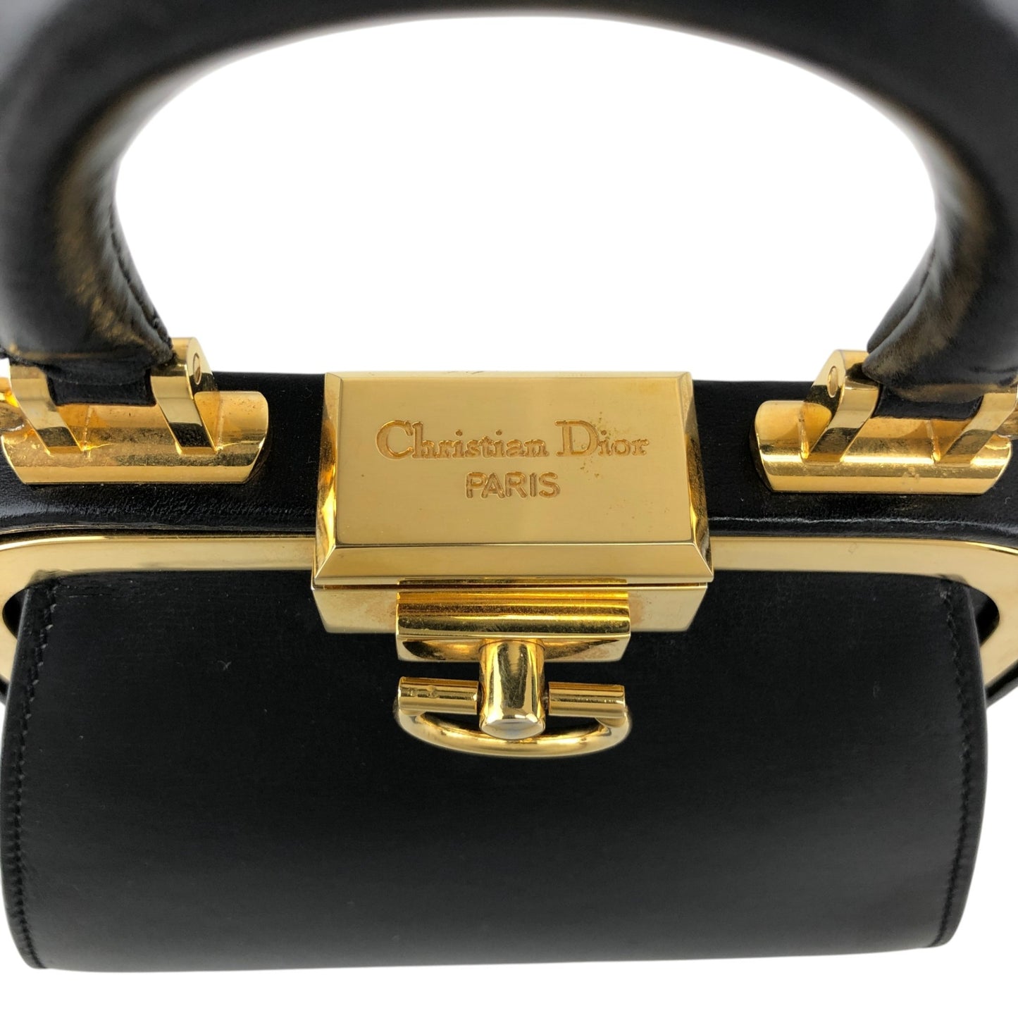 Christian Dior Metal Clasp Minibag Two-way Handbag Shoulder bag Black Vintage hrxzwn
