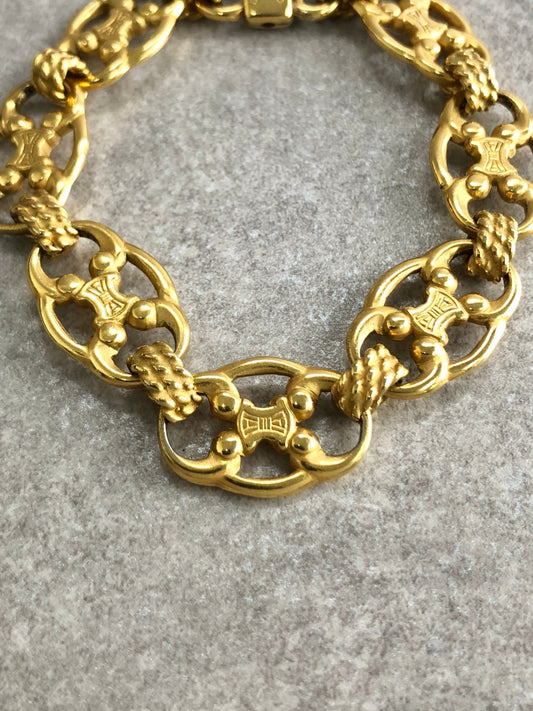 CELINE Triomphe Bracelet Gold Vintage azgtfy
