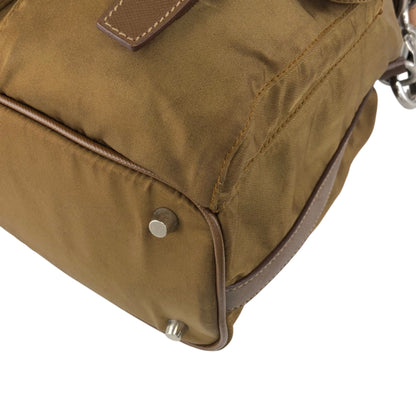 PRADA Tessuto Triangle Logo Double Pocket Handbag Shoulder bag Beige Vintage cgzz8n