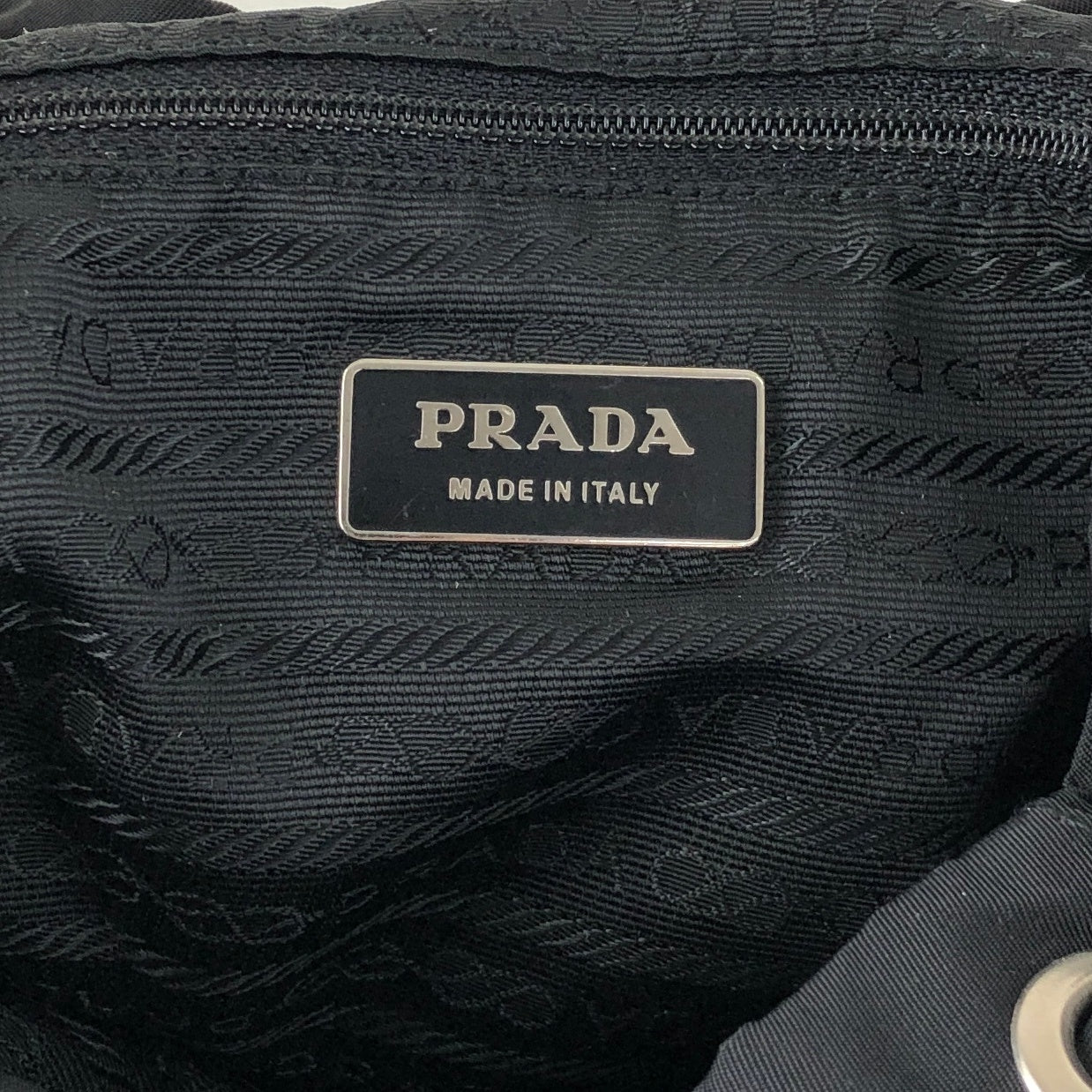 PRADA Tessuto Triangle Logo Double Pocket Backpack Black Vintage xgxrpz