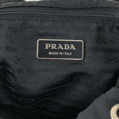 PRADA Tessuto Triangle Logo Double Pocket Backpack Black Vintage xgxrpz