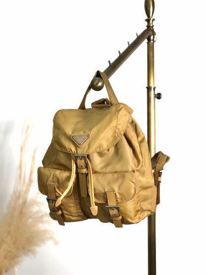 PRADA Tessuto Triangle Logo Backpack Yellow Vintage zmixxc