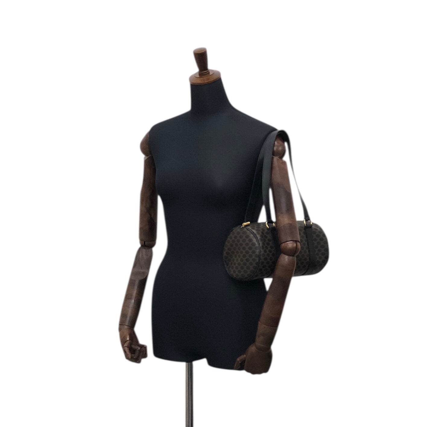 CELINE Macadam Blason Handbag Totebag Black Vintage etm2ud