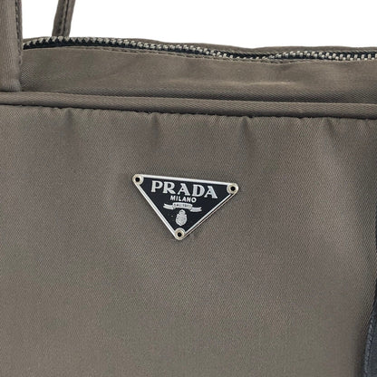 PRADA Triangle Logo Padlock Handbag Brown Vintage 85ex36