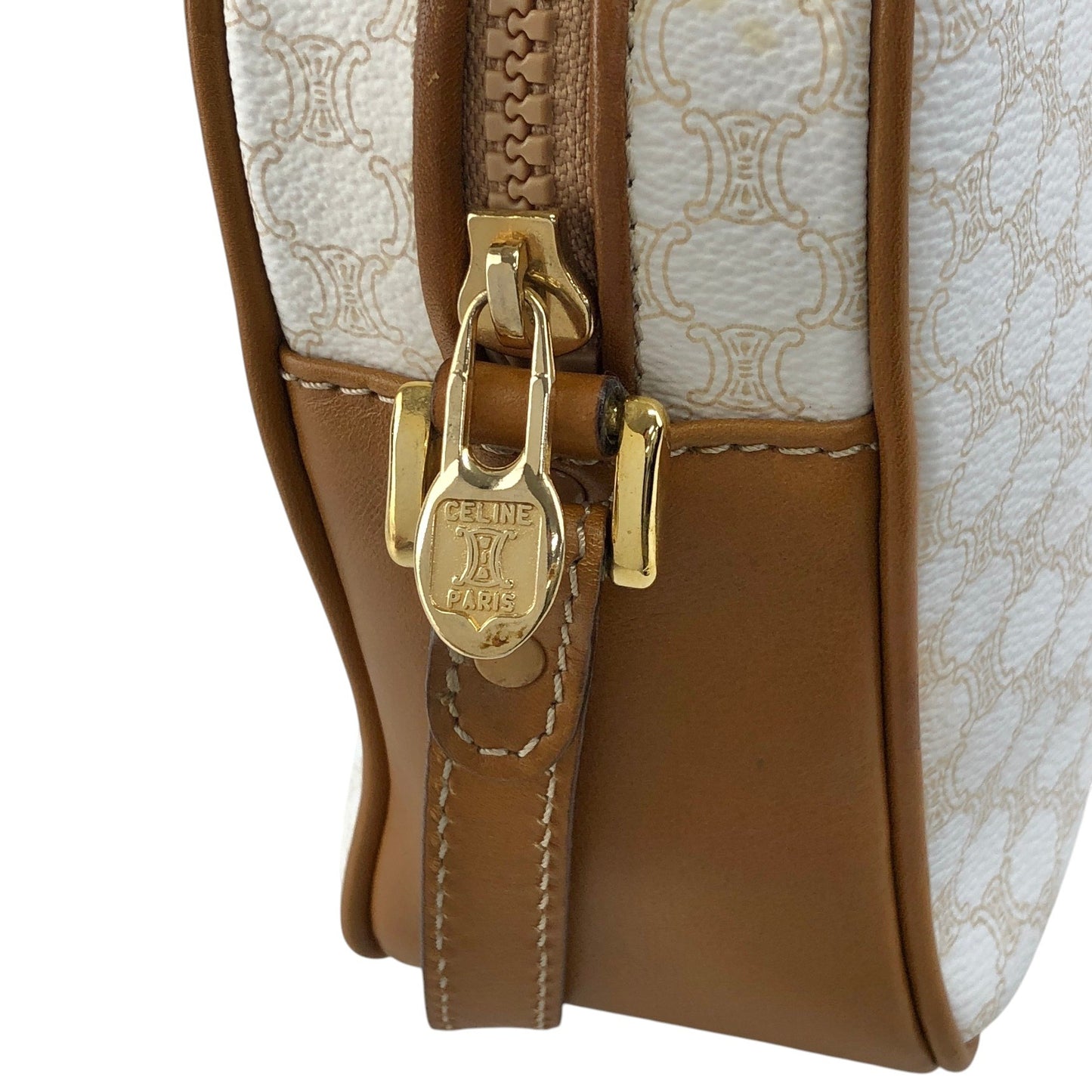 CELINE Macadam Horse Bit Shoulder bag White Vintage wbvsb7