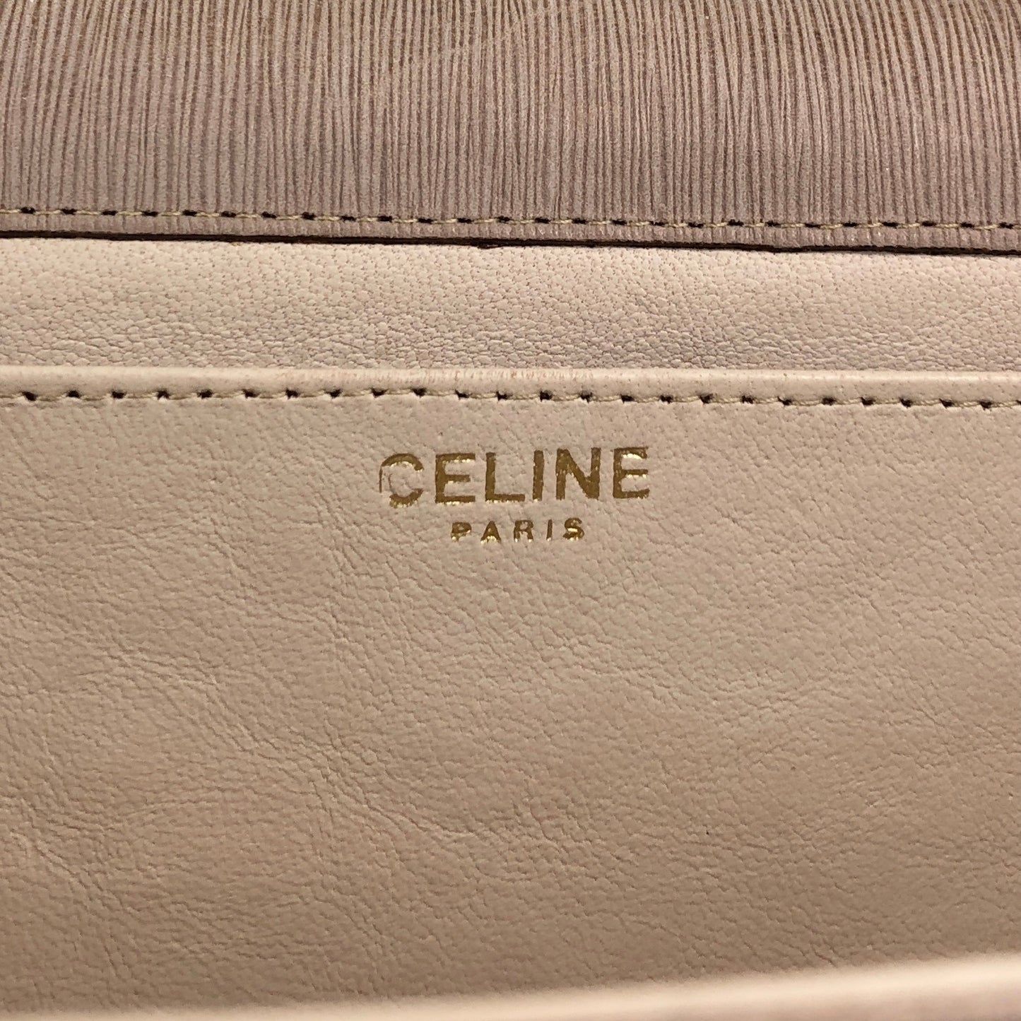 CELINE Triomphe Rhinestone Chain Shoulder bag Beige Vintage x4sgdj