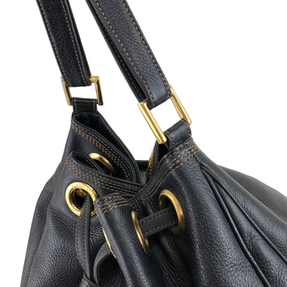 LOEWE Anagram Drawstring Shoulder bag Black Vintage xem44m