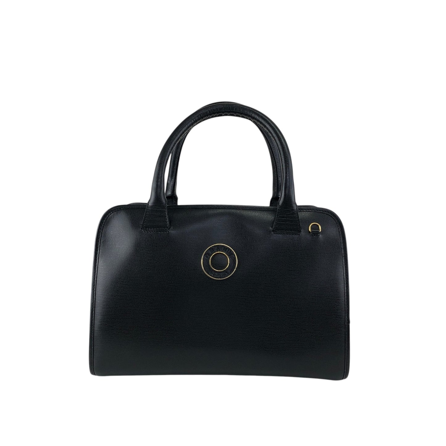 CELINE Circle Logo Handbag Boston bag Black Vintage sb46fs