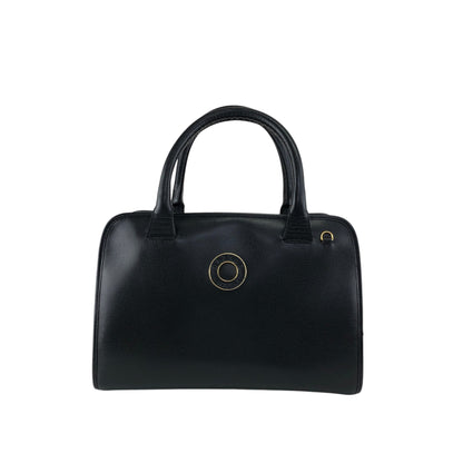 CELINE Circle Logo Handbag Boston bag Black Vintage sb46fs