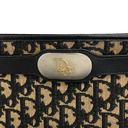 Christian Dior Trotter Logo Jacquard Leather Shoulder bag Black Vintage sd7w5n