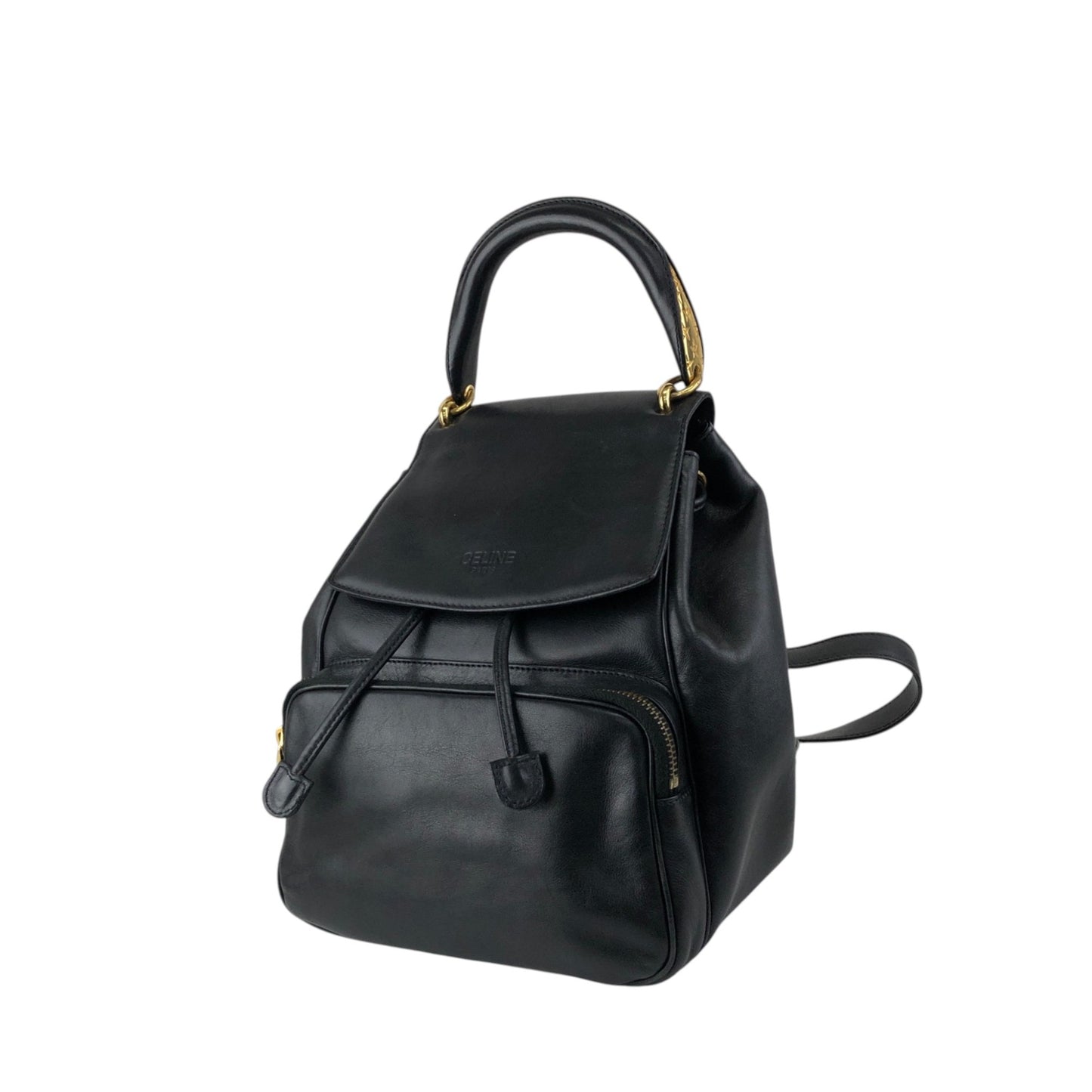 CELINE Starball Logo Embossed Backpack Black Vintage 66agh7