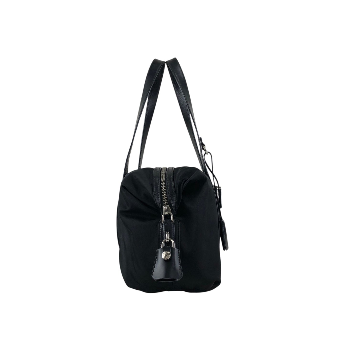 PRADA Tessuto Triangle Logo Small Boston bag Handbag Black Vintage pde7em