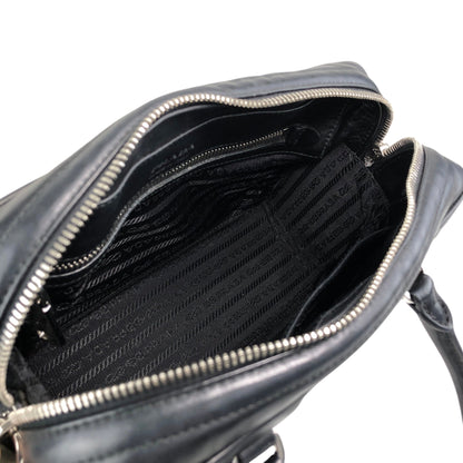 PRADA Logo Small Boston bag Handbag Black Vintage v7w6vi