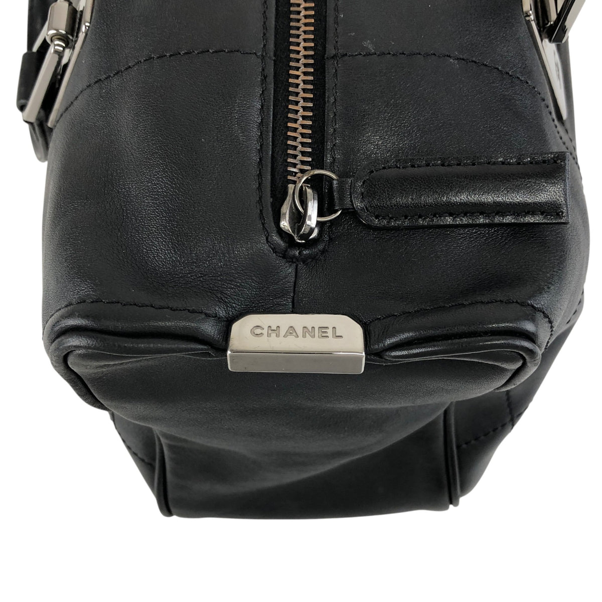 CHANEL Chocolate Bar Handbag Boston bag Black Vintage 6yfva8