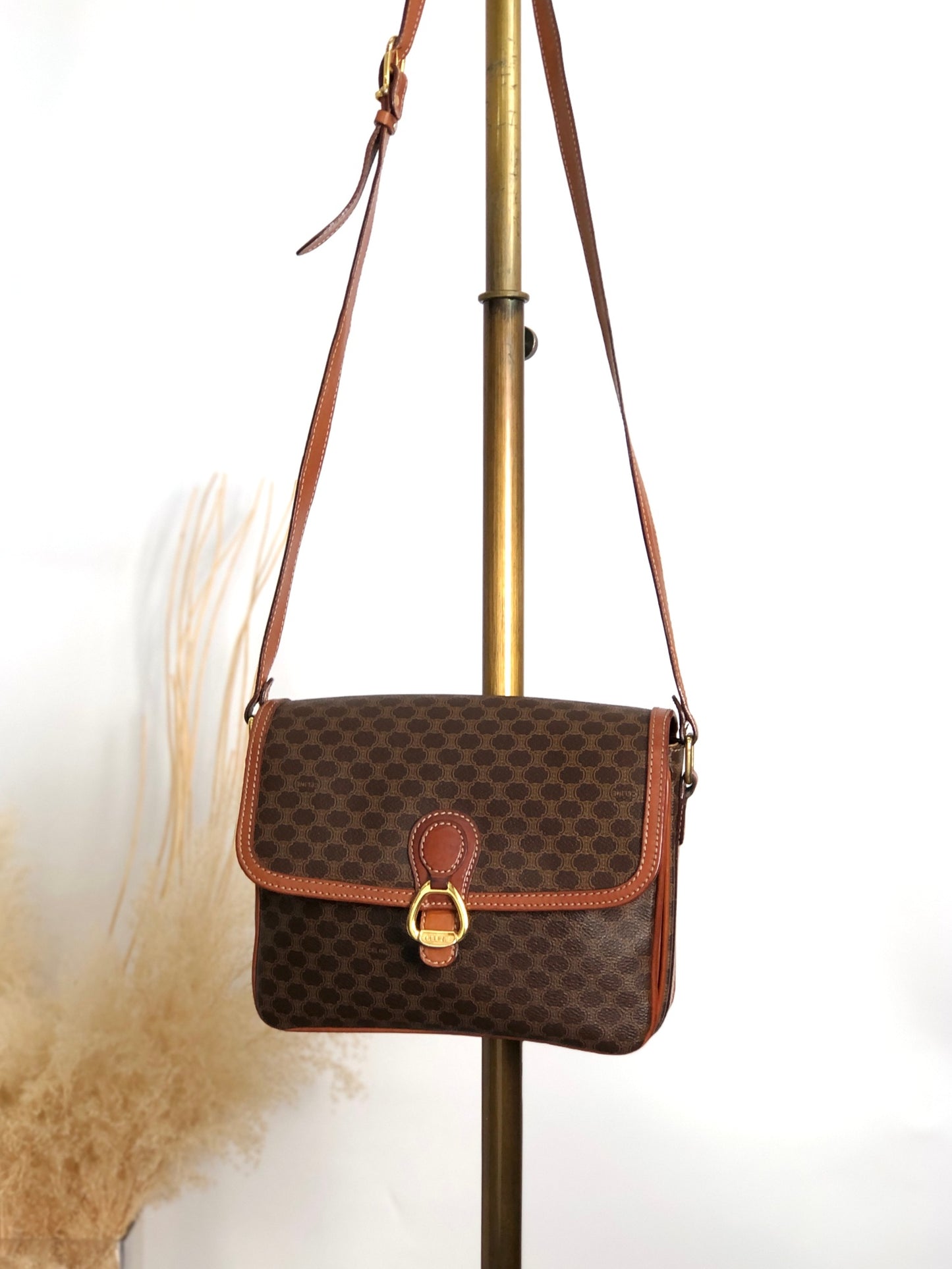 CELINE Macadam Horse Bit Shoulder bag Brown Vintage jcgk27
